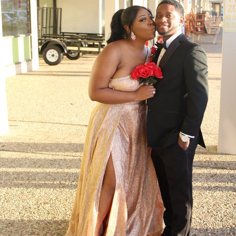 Long gold glittery dress